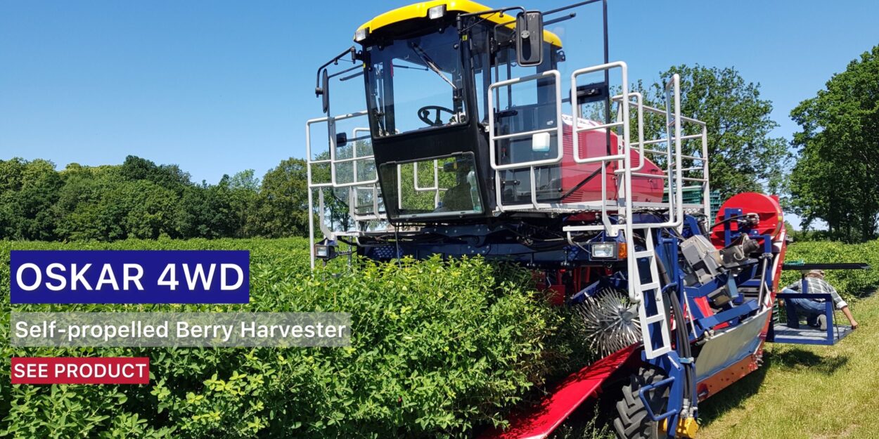 Self-propelled Harvester OSKAR 4WD Self-propelled berry harvester is the latest version of V-shape picking system designed to harvest berries from the whole row